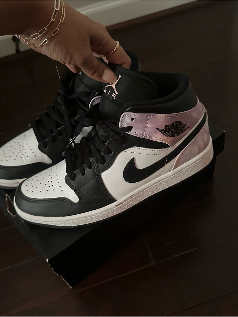 Nike Air Jordan 1 High - White, Black & Light Pink Marble